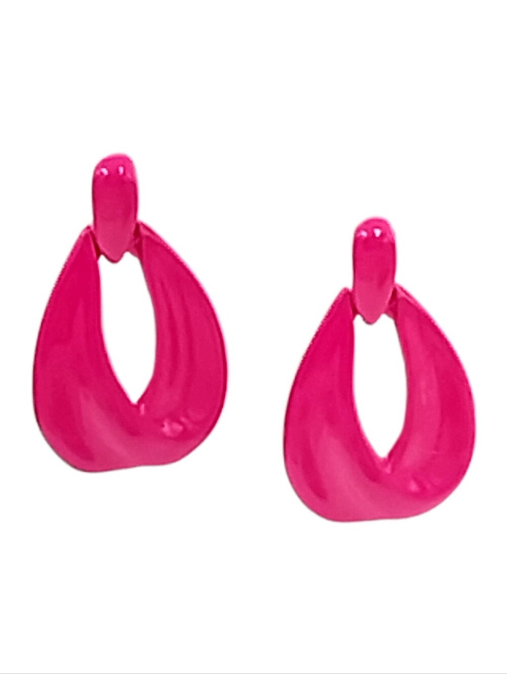 π 10/$20. Hot Pink Open Teardrop Pierced Earrings 1.12" NWOT